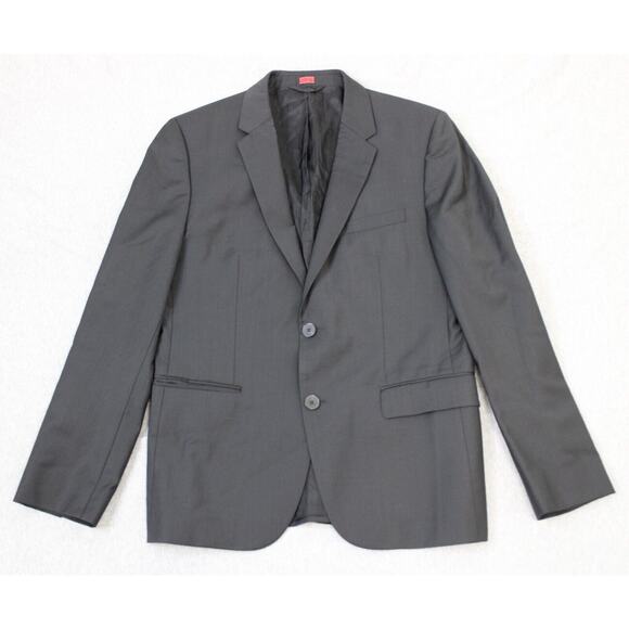 Hugo Boss Mens Black Blazer Suit Jacket 2 Button Front Long Sleeve Wool Size 40S